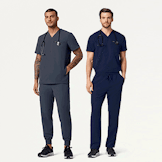 flashing images of 2 healthcare workers wearing different scrub sets
