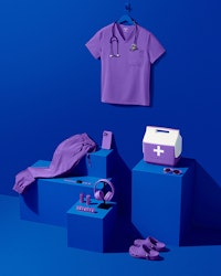 Still life photo of violet scrubs.