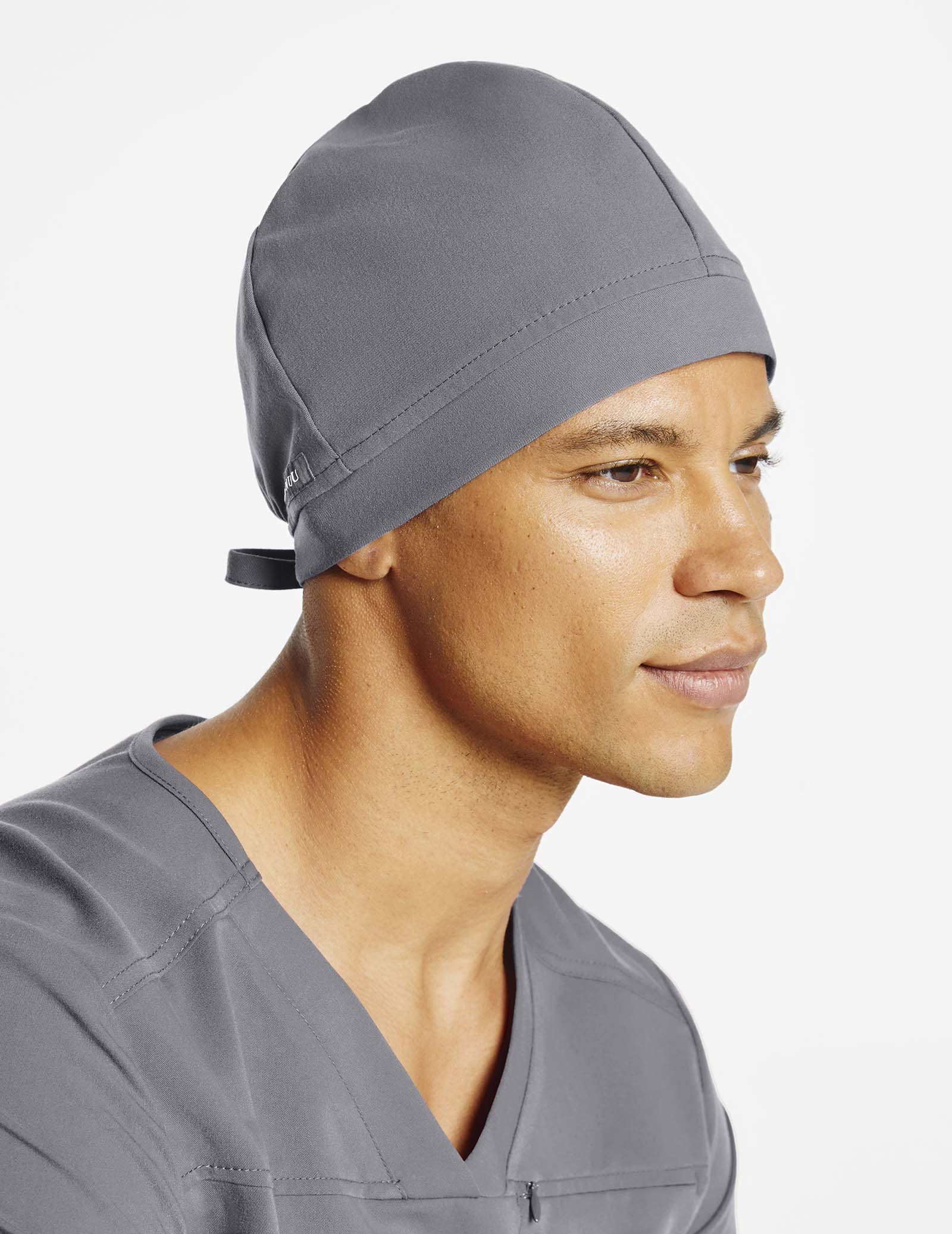 gray scrub cap