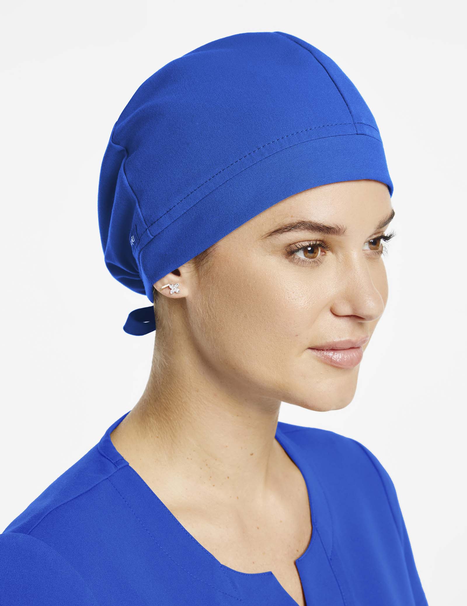 blue scrub cap