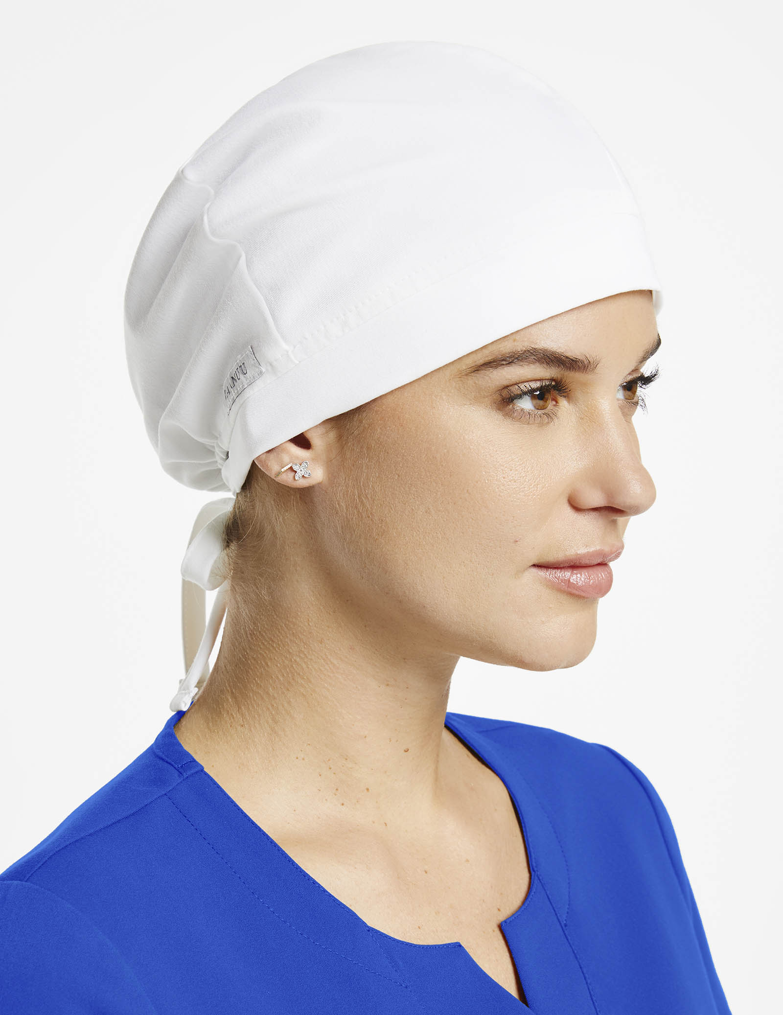 white scrub hat