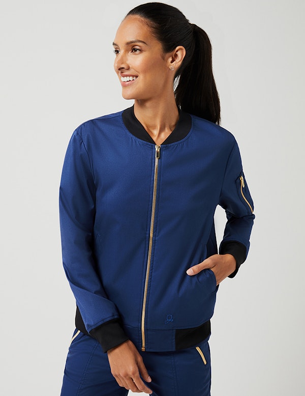 Lightweight Bomber Jacket in Estate Navy Blue Women's Jackets by Jaanuu