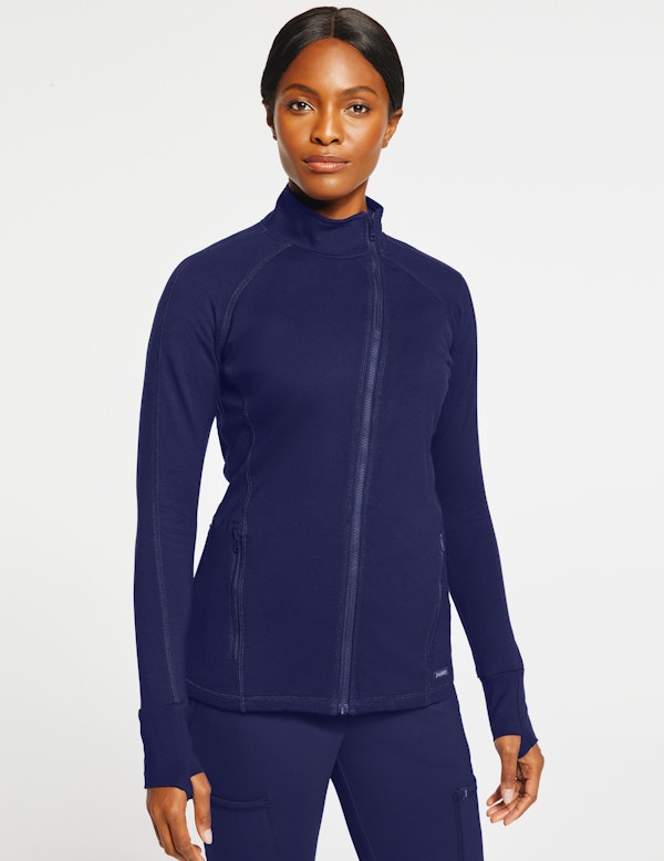 Women's Slim Athletic Jacket in Navy - Women's Jackets by Jaanuu