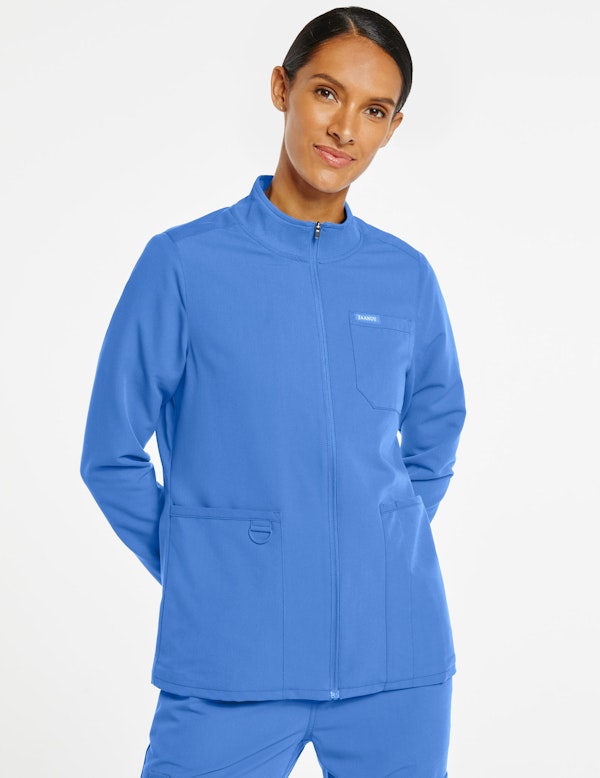 Women's Classic Scrub Jacket in Ceil Blue Women's Jackets by Jaanuu