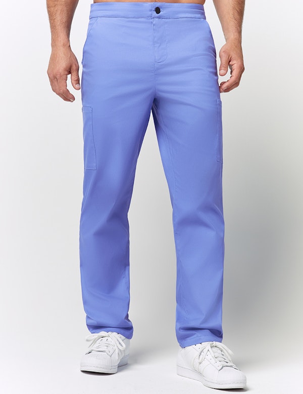 Straight Leg Zip Pant in Ceil Blue Medical Scrubs by Jaanuu