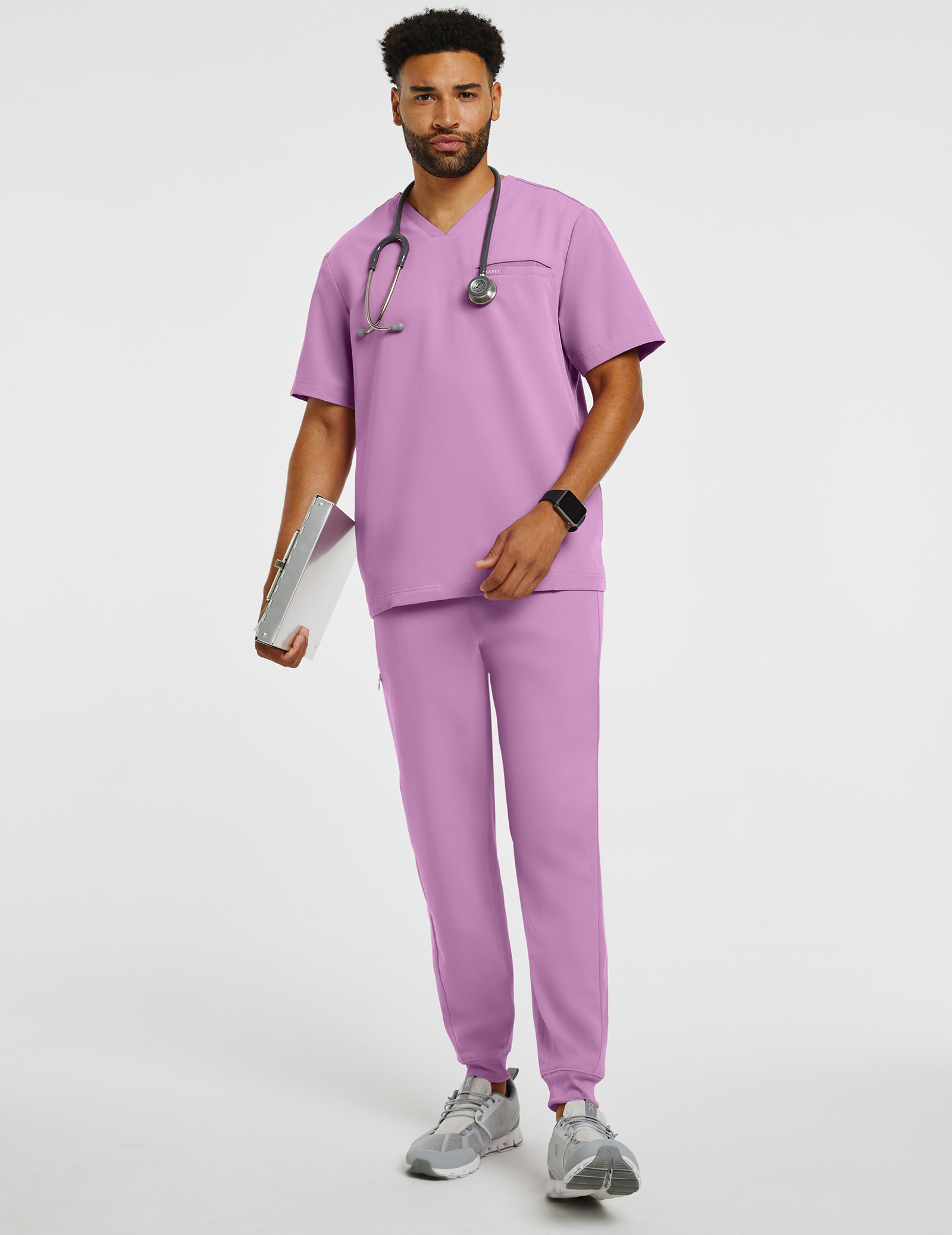 Men's Mauve Jogger Scrub Pants with 