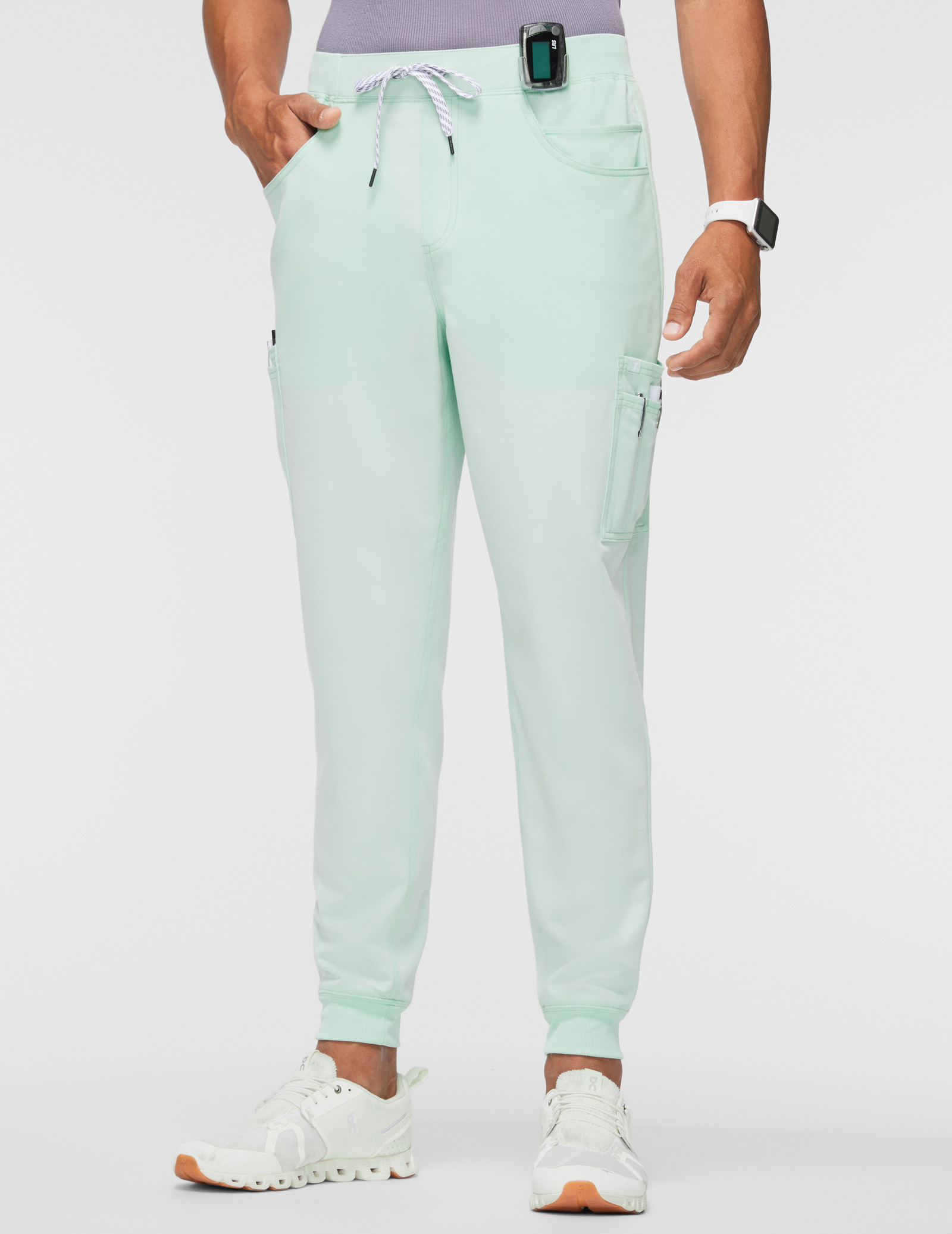 Men's Mesh-Pocket Scrub Jogger in Seafoam - Medical Scrubs by