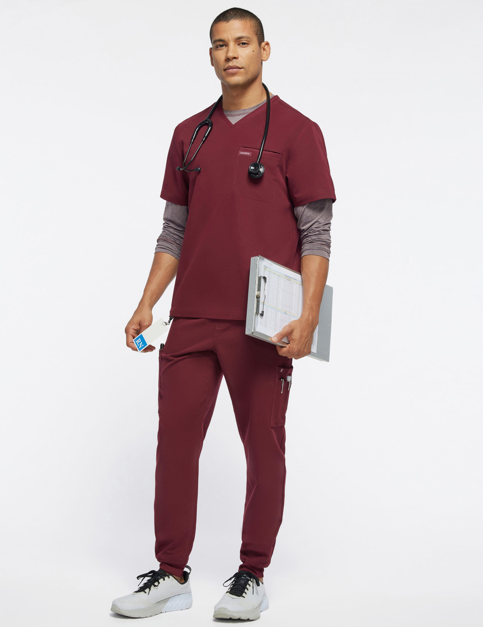 Men's Wine Mesh-Pocket Jogger Scrub 