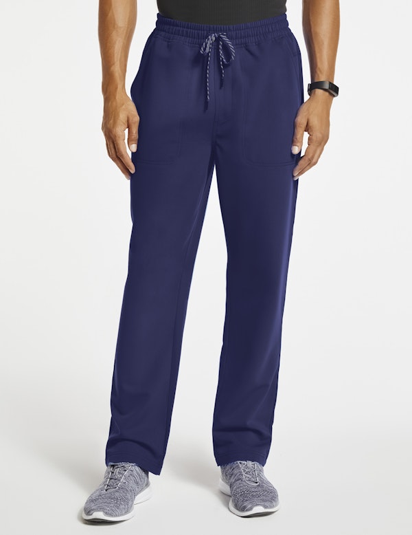 navy straight leg work trousers