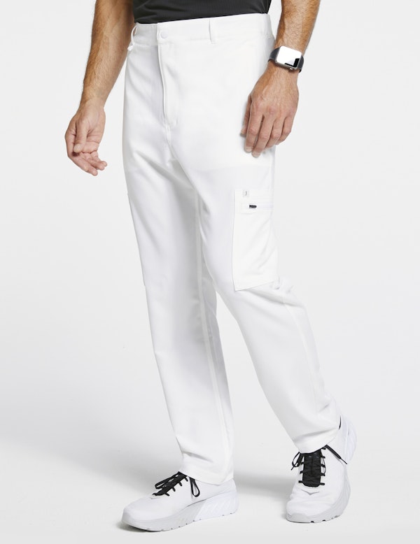 Men's 11Pocket RelaxedFit Pant in White Medical Scrubs by Jaanuu