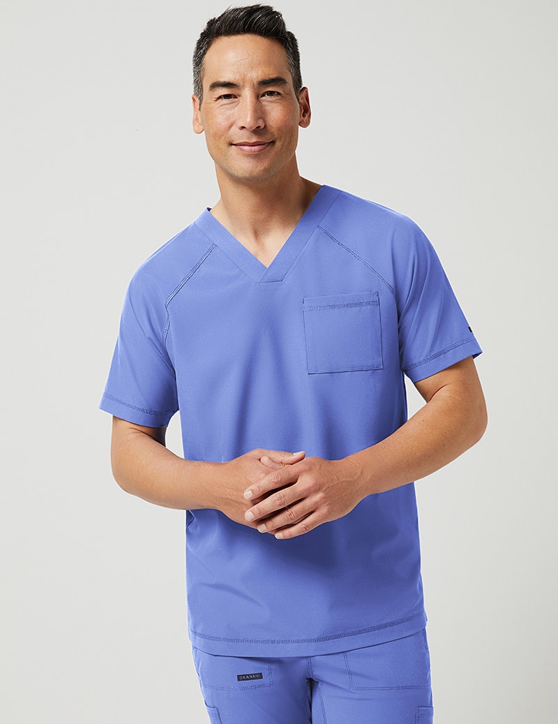 V Neck Raglan Top In Ceil Blue Medical Scrubs By Jaanuu