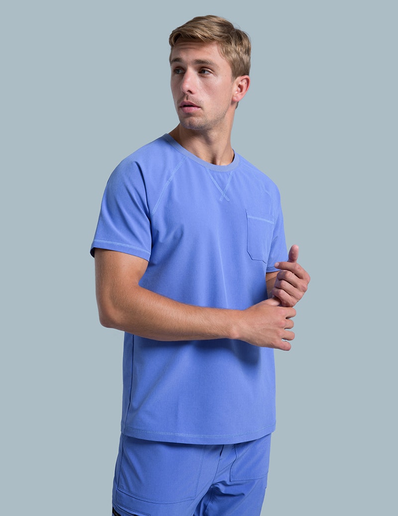 5280 Crew Neck Raglan Top In Ceil Blue Medical Scrubs By Jaanuu