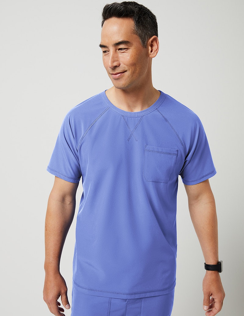 Crew Neck Raglan Top In Ceil Blue Medical Scrubs By Jaanuu