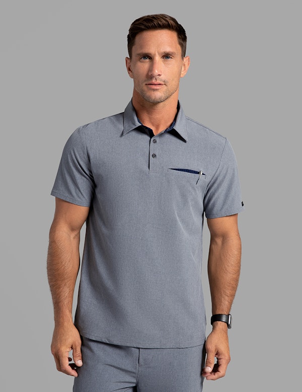 Polo Top in Graphite - Medical Scrubs by Jaanuu