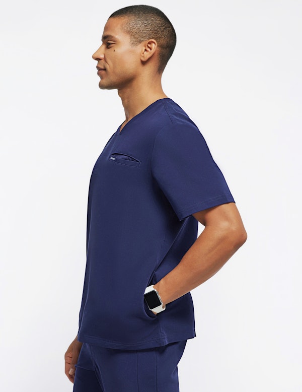 Men's Navy 3Pocket Crew Neck Scrub Top Jaanuu