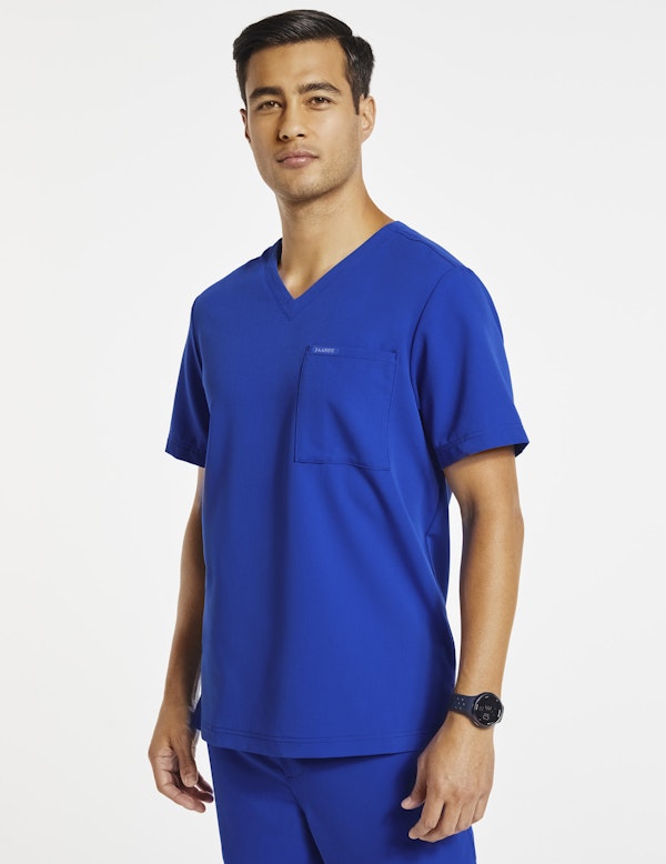 Men's 2Pocket VNeck Top in Royal Blue Medical Scrubs by Jaanuu