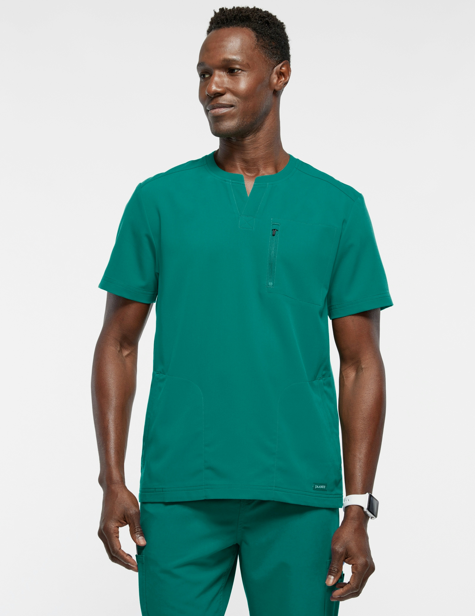 Men's Hunter Green 3Pocket Crew Neck Scrub Top Jaanuu