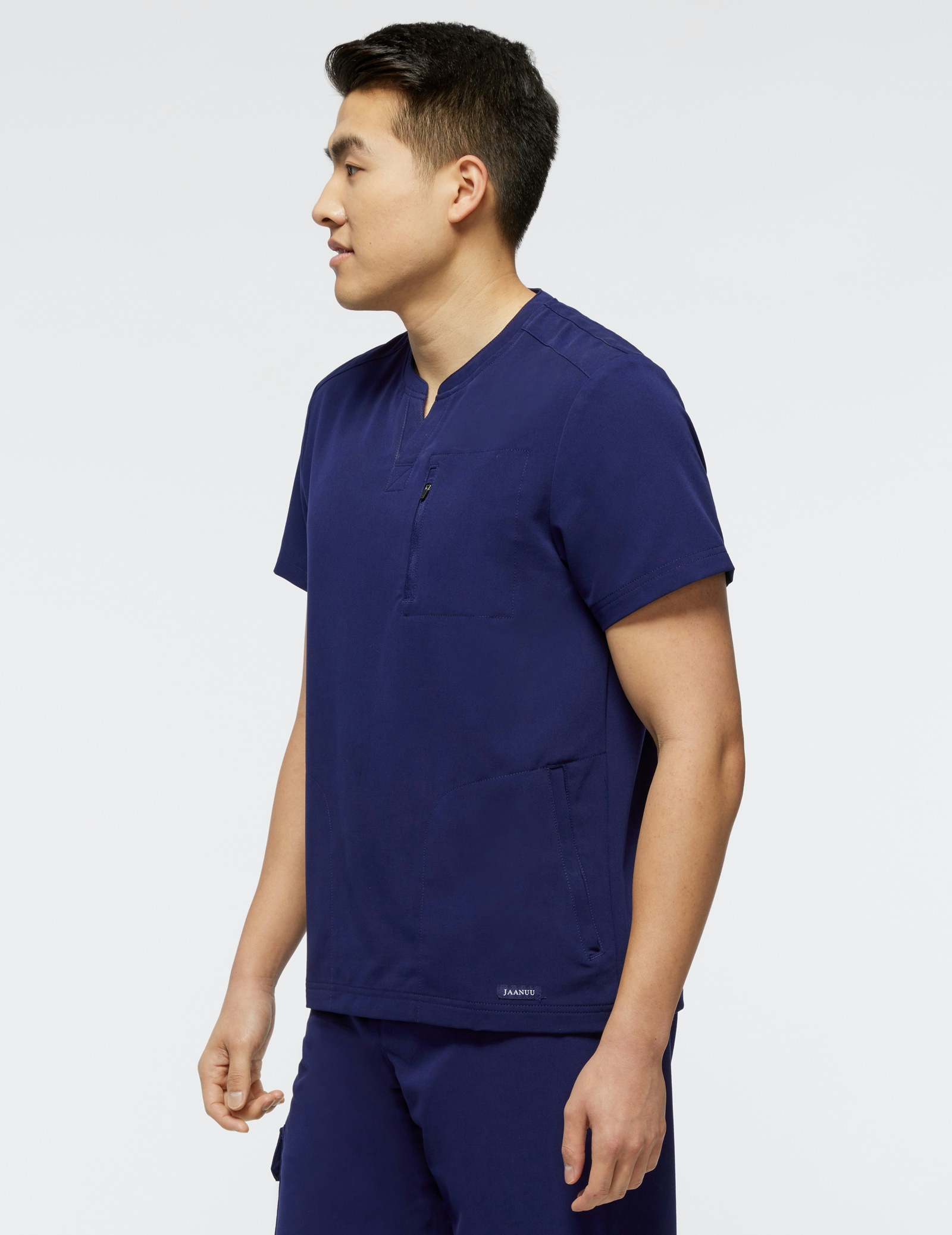Men's Navy 3Pocket Crew Neck Scrub Top Jaanuu