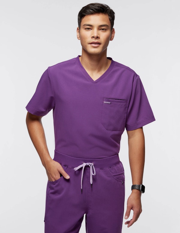 Men's Eggplant 2Pocket TuckIn Scrub Top Jaanuu
