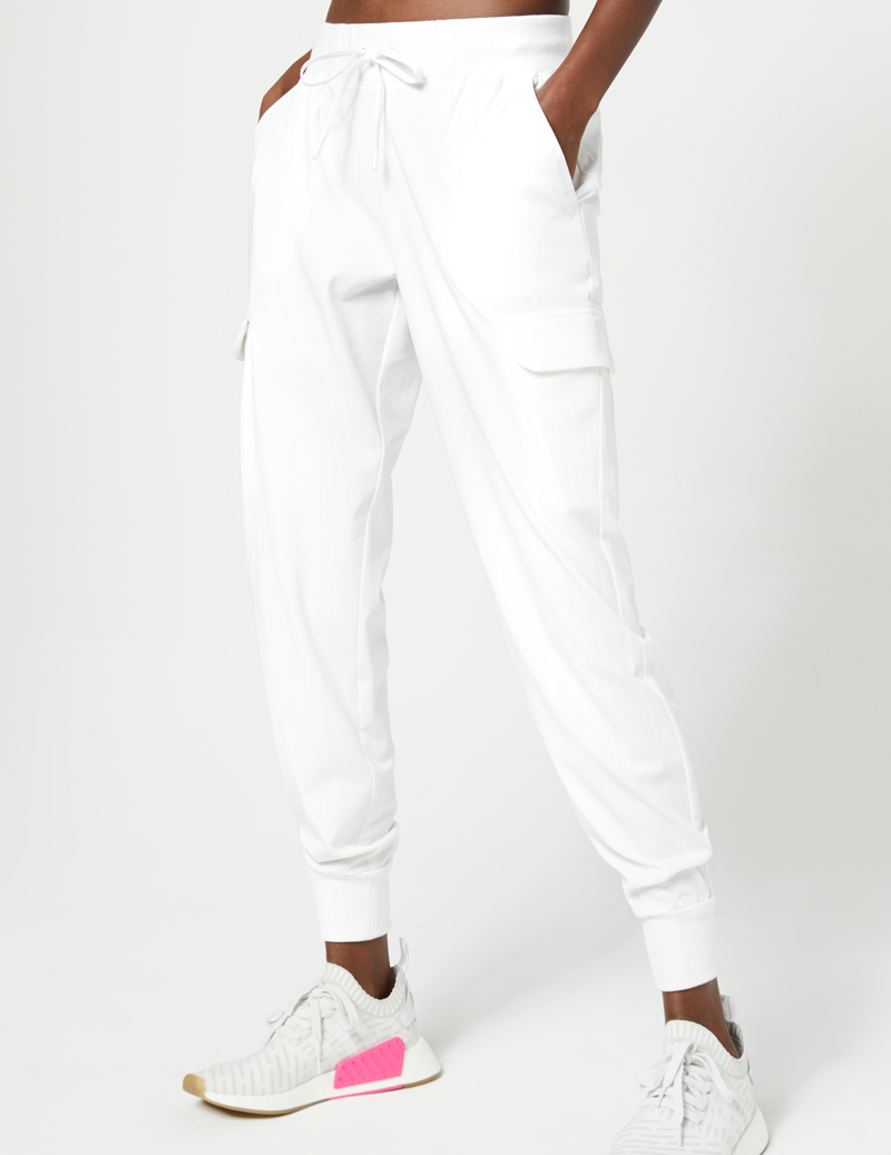 white cargo jogger pants