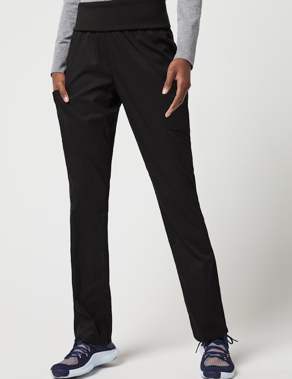 Yoga Waist Pant in Black Medical Scrubs by Jaanuu