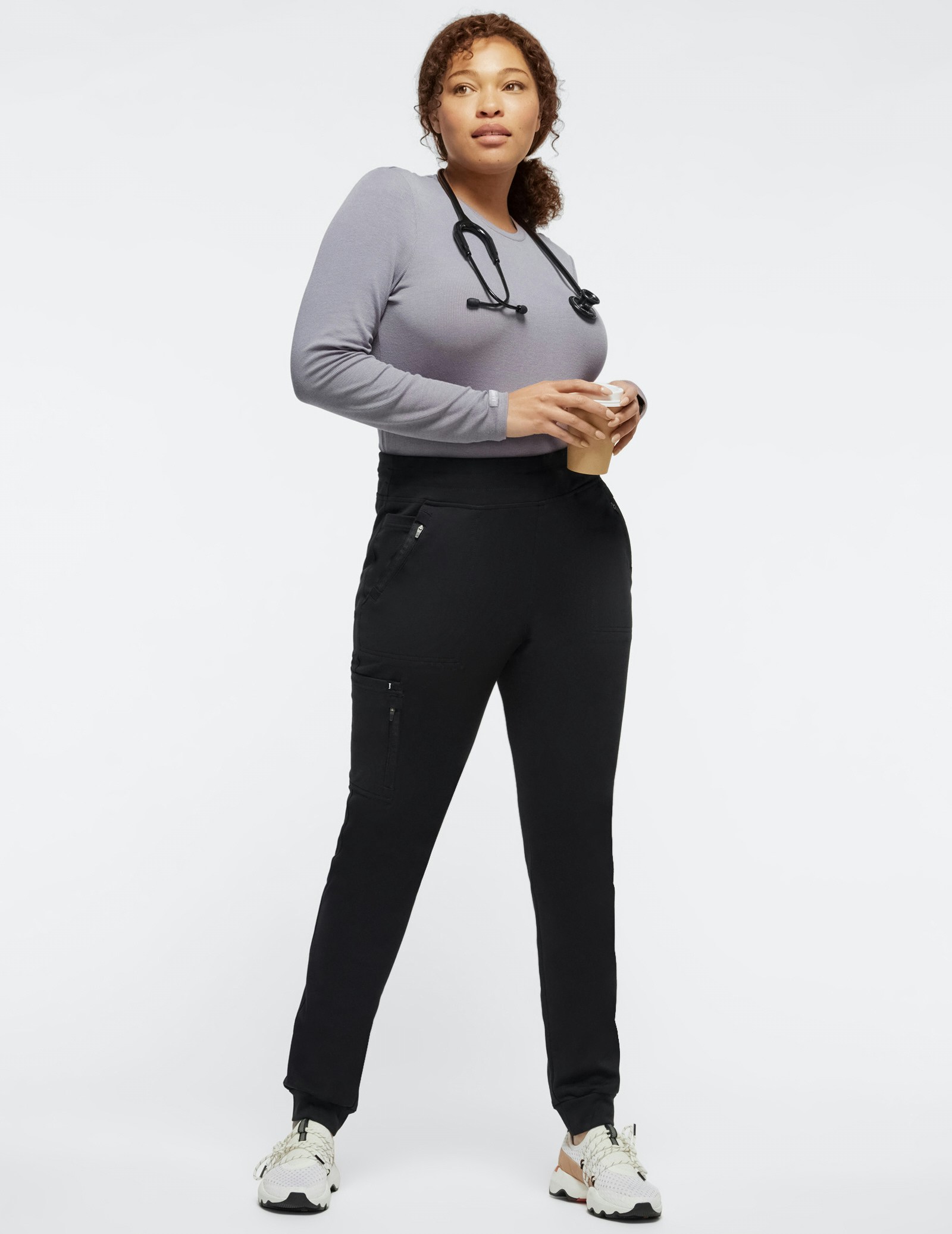 Women's Black 10-Pocket Jogger Scrub Pants | Jaanuu