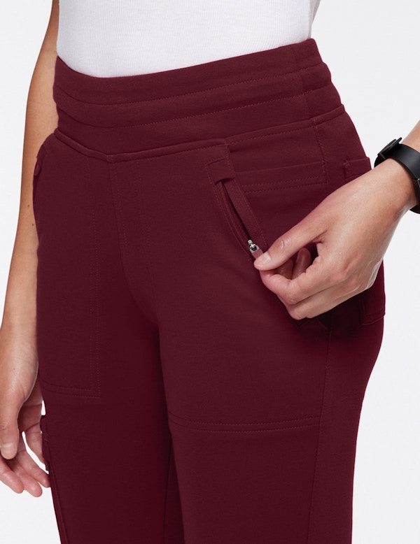 Women's Wine 10Pocket Jogger Scrub Pants Jaanuu