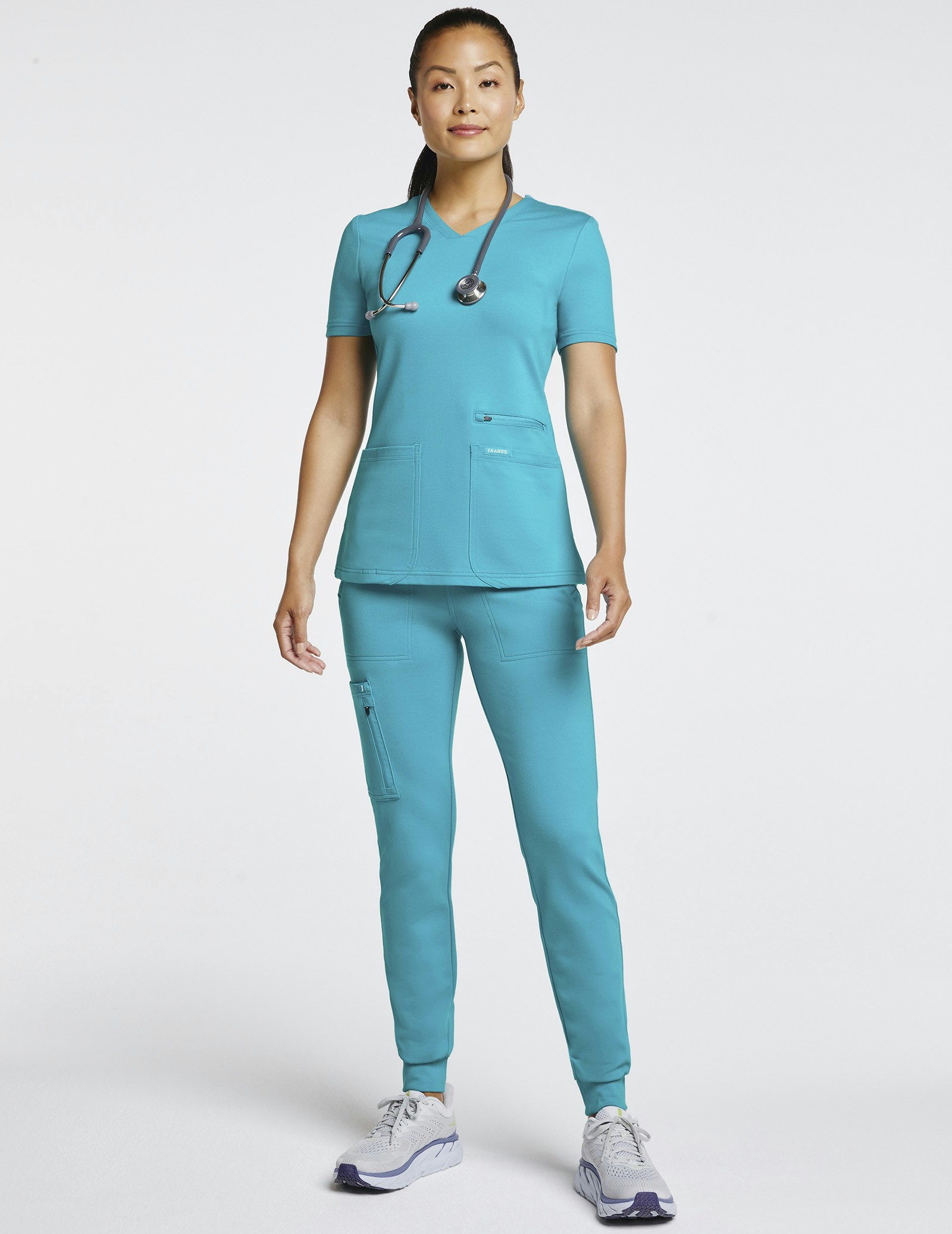 Women's Teal 10-Pocket Jogger Scrub Pants | Jaanuu
