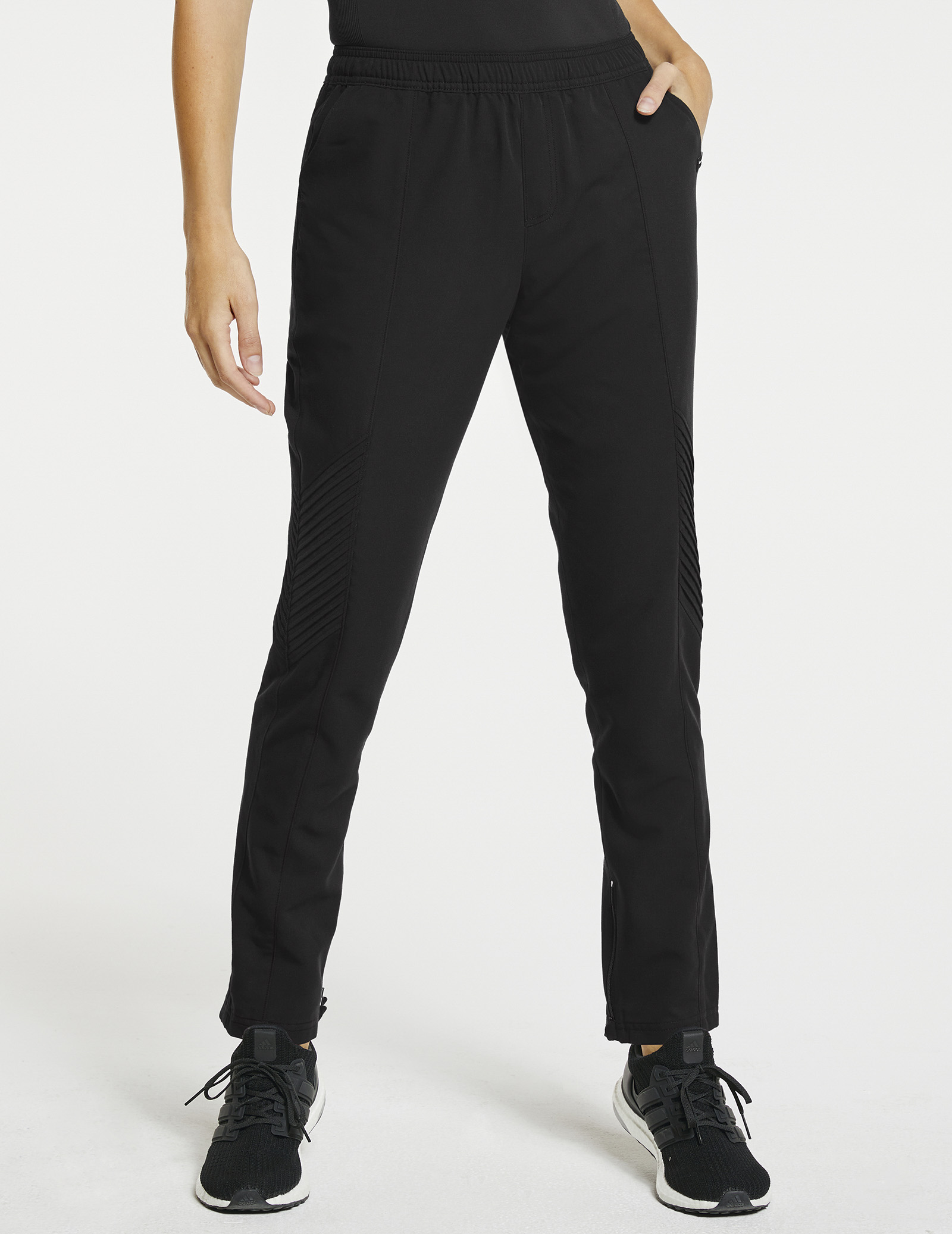 Women's Black Slim-Fit Moto Scrub Pants 