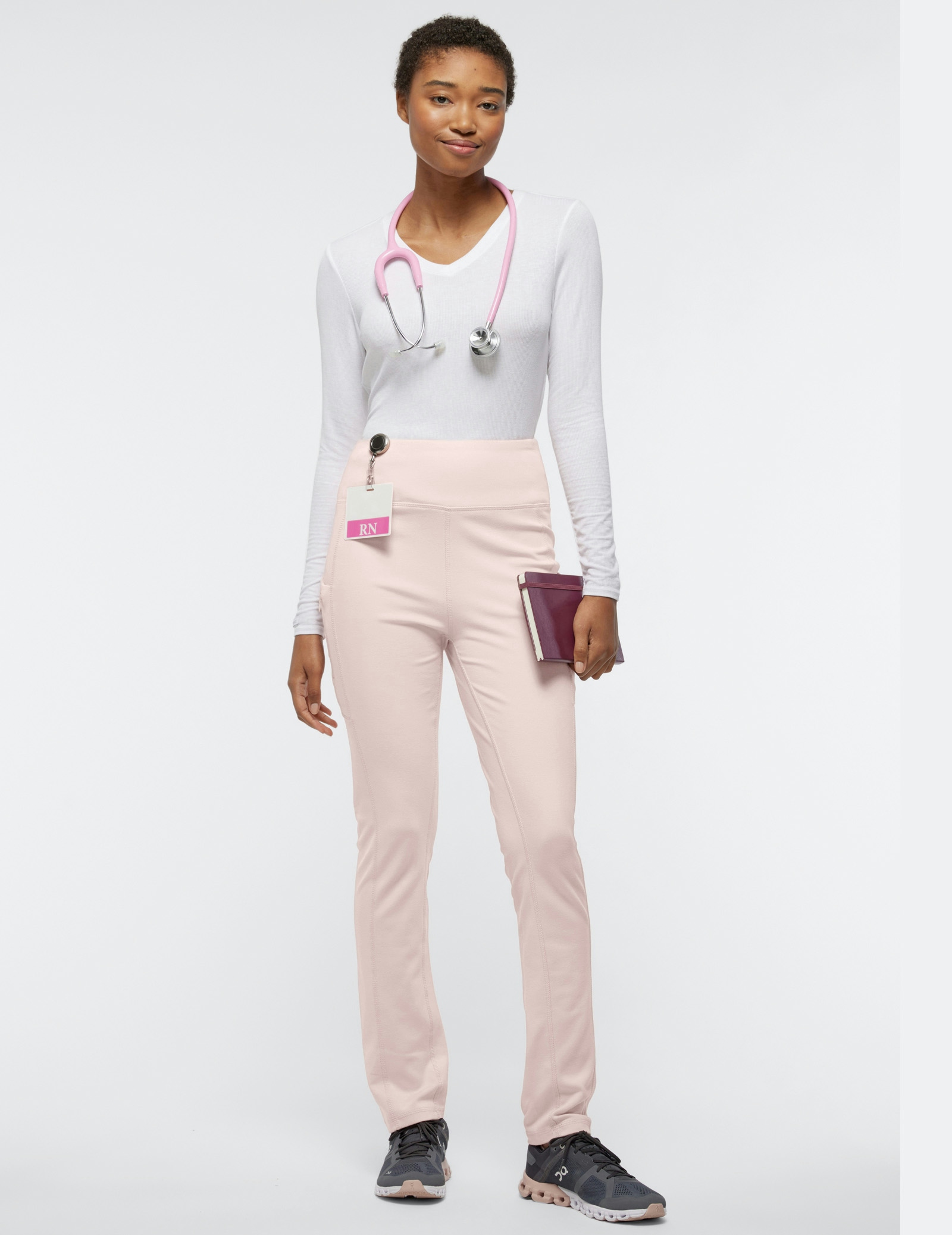 Women's Blushing Pink HighWaist Yoga Scrub Pants Jaanuu