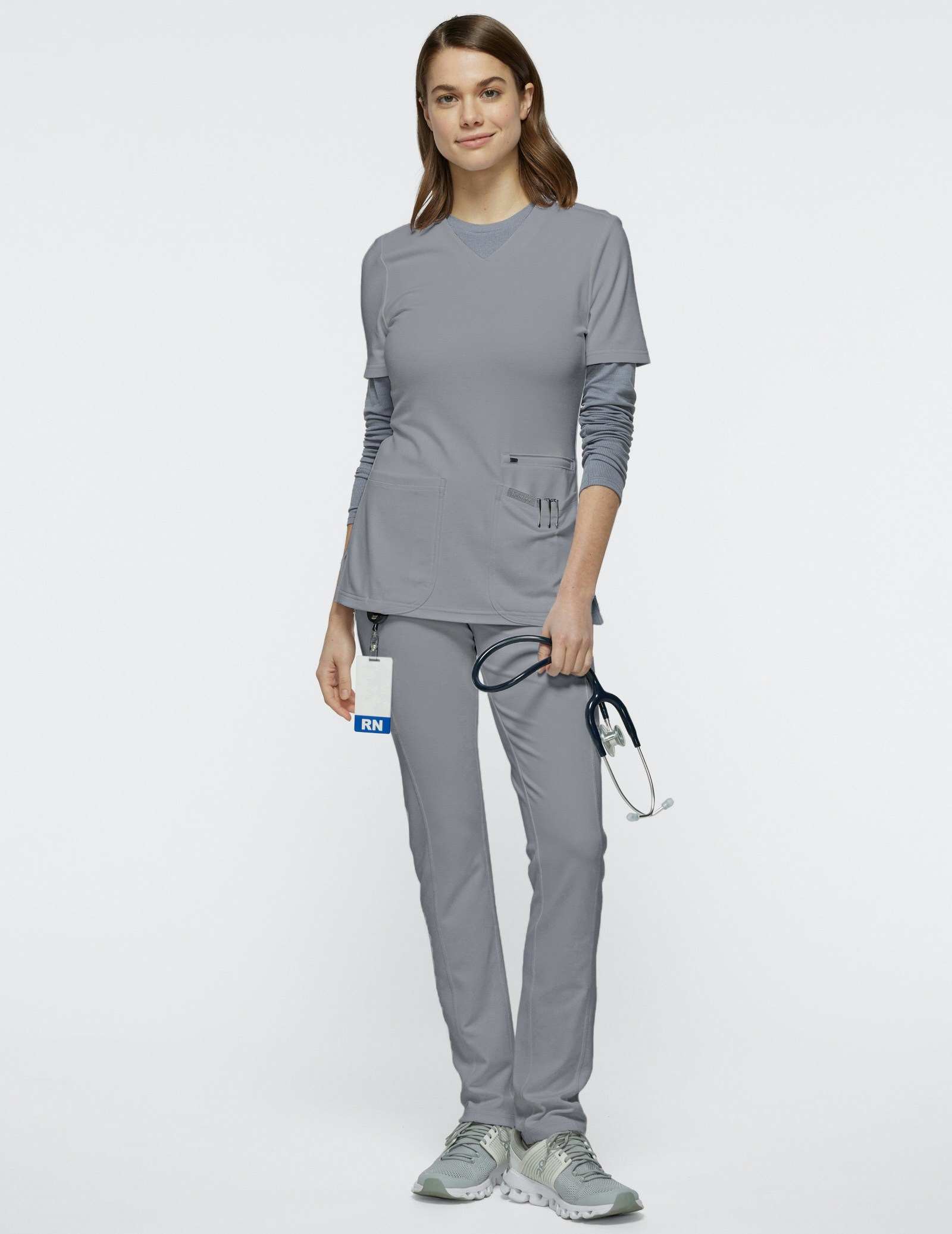 Women's Gray HighWaist Yoga Scrub Pants Jaanuu