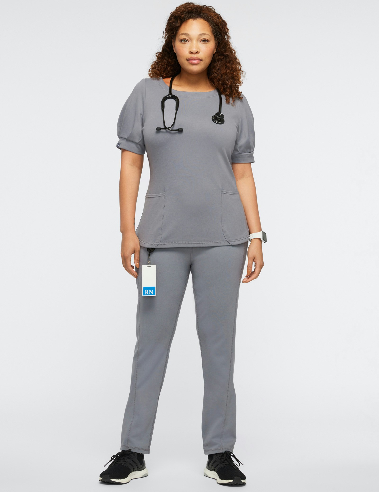 Women's Gray HighWaist Yoga Scrub Pants Jaanuu