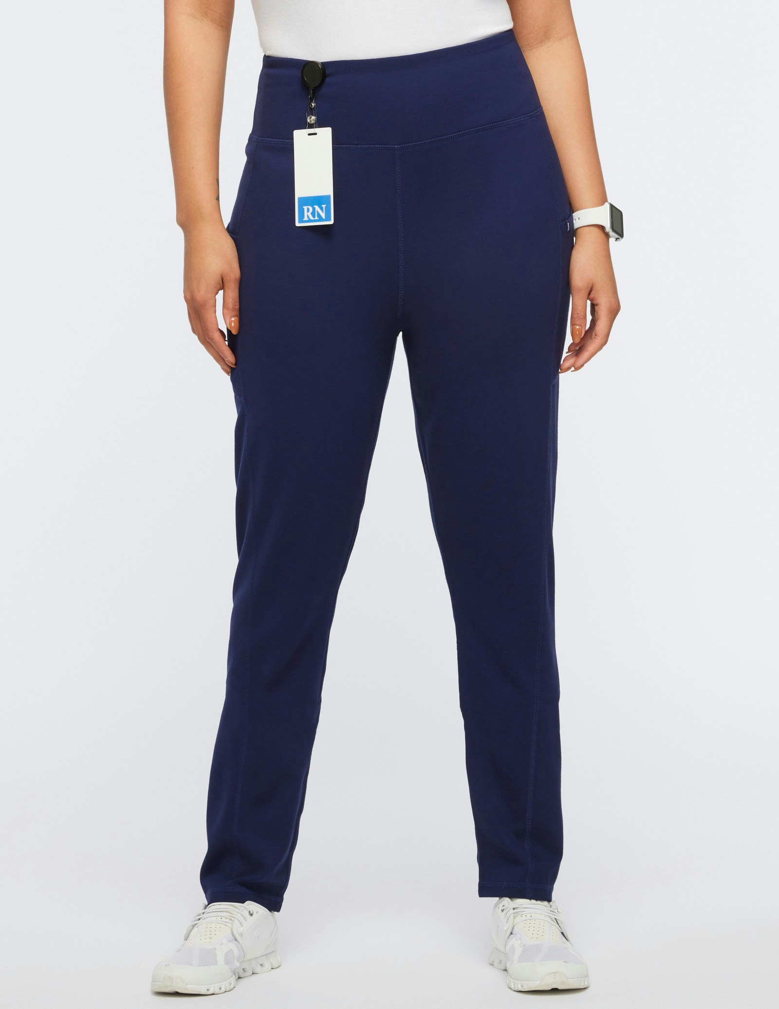 Women's Navy High-Waist Yoga Scrub Pants | Jaanuu