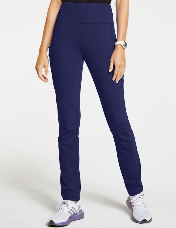 Women's HighWaist Yoga Pant in Navy Medical Scrubs by Jaanuu