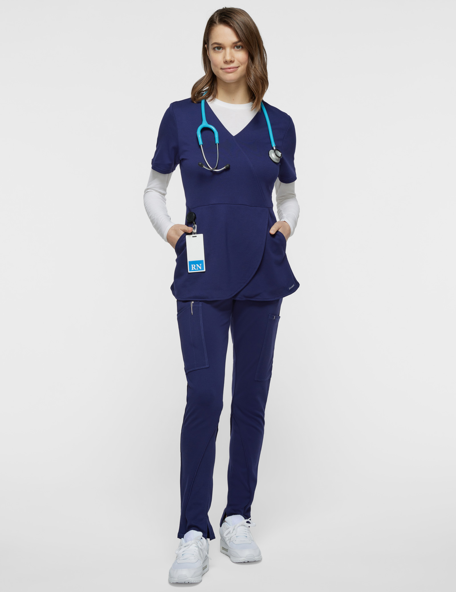 Women's Navy Slim Cargo Scrub Pants 