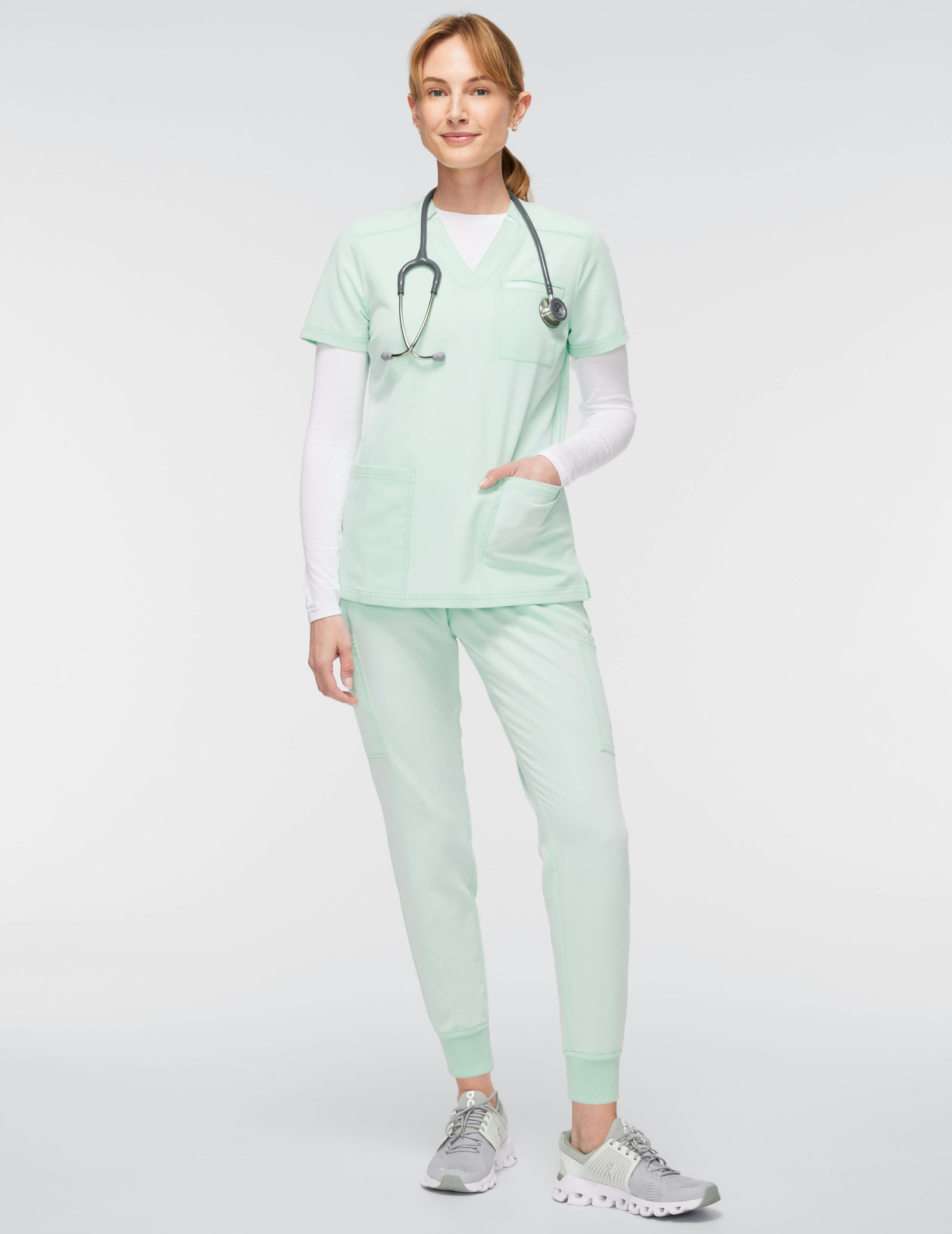 Women's 13Pocket Scrub Jogger in Seafoam Medical Scrubs by Jaanuu