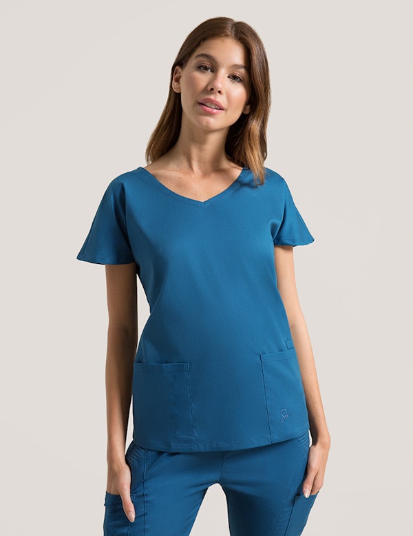 Dolman Top in Caribbean Blue Medical Scrubs by Jaanuu