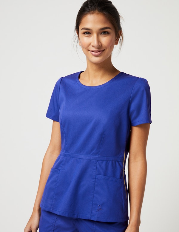 Peplum Top in Galaxy Blue Medical Scrubs by Jaanuu