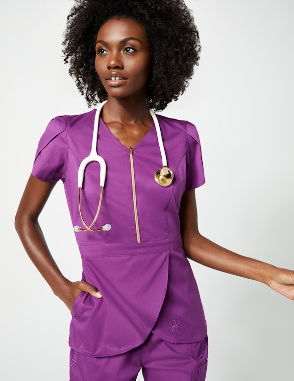 Tulip Top in Plum - Medical Scrubs by Jaanuu