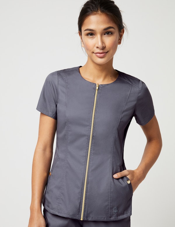 Biker Top in Dark Grey Medical Scrubs by Jaanuu
