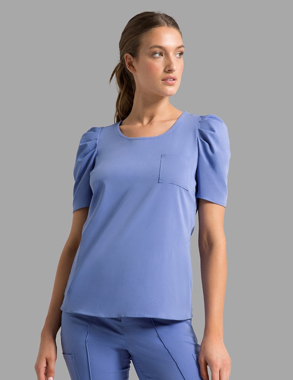 puff sleeve scrub top