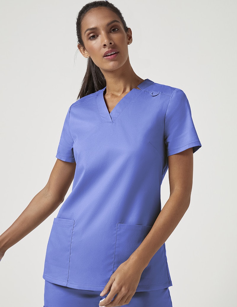 Relaxed V Neck Top In Ceil Blue Medical Scrubs By Jaanuu