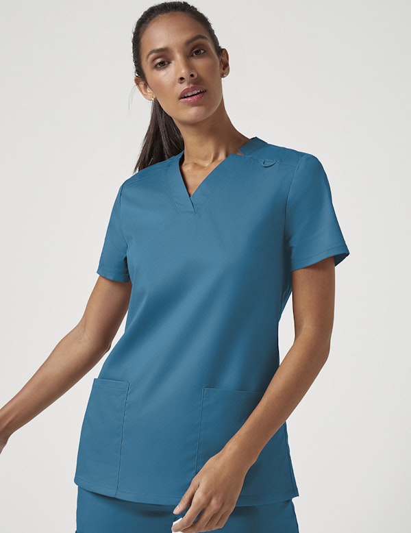 Relaxed VNeck Top in Caribbean Blue Medical Scrubs by Jaanuu