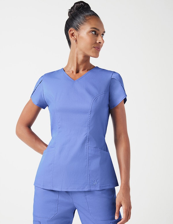 Tulip Sleeve Top in Ceil Blue - Medical Scrubs by Jaanuu