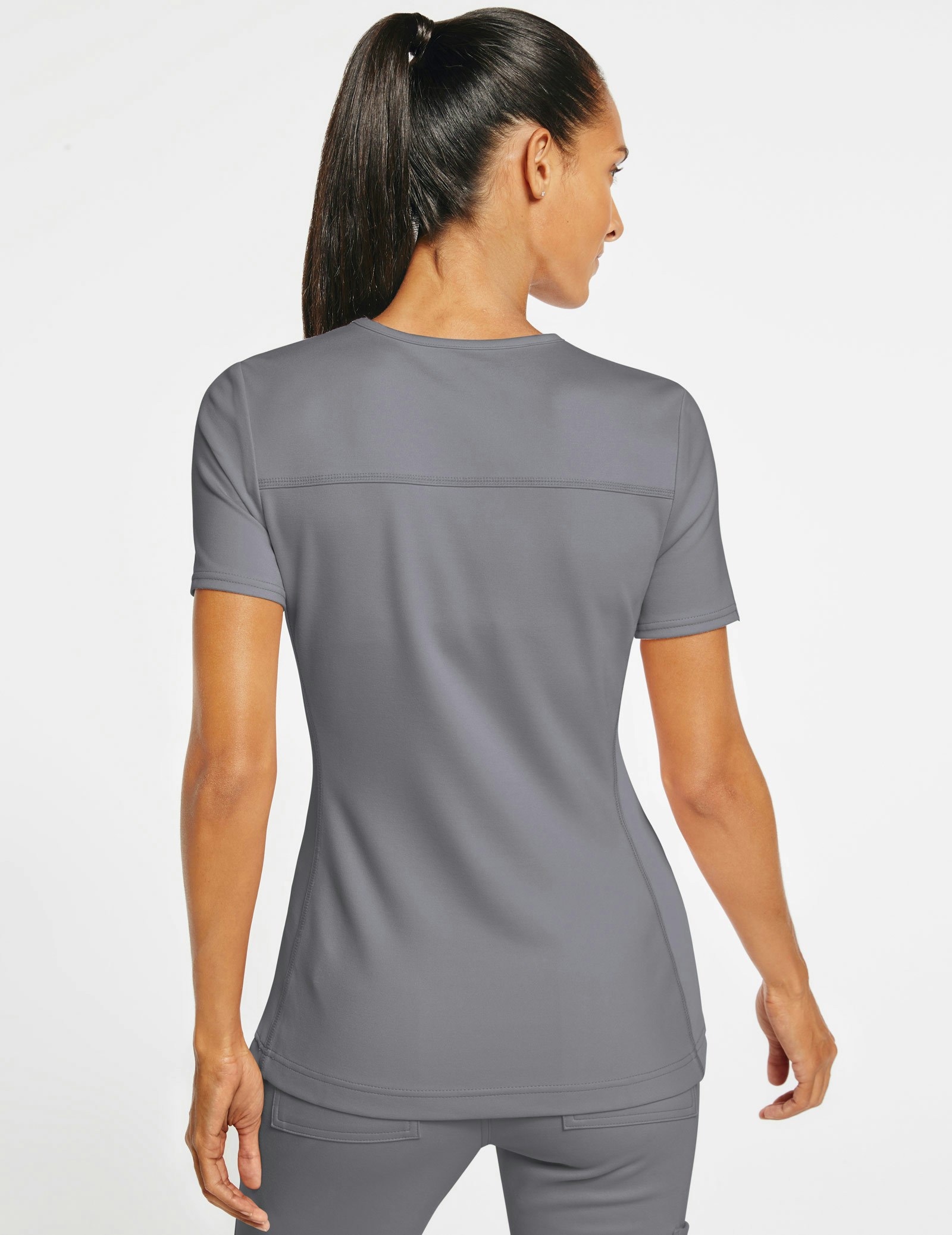 Women's 2-Pocket Side-Rib Top in Gray - Medical Scrubs by Jaanuu