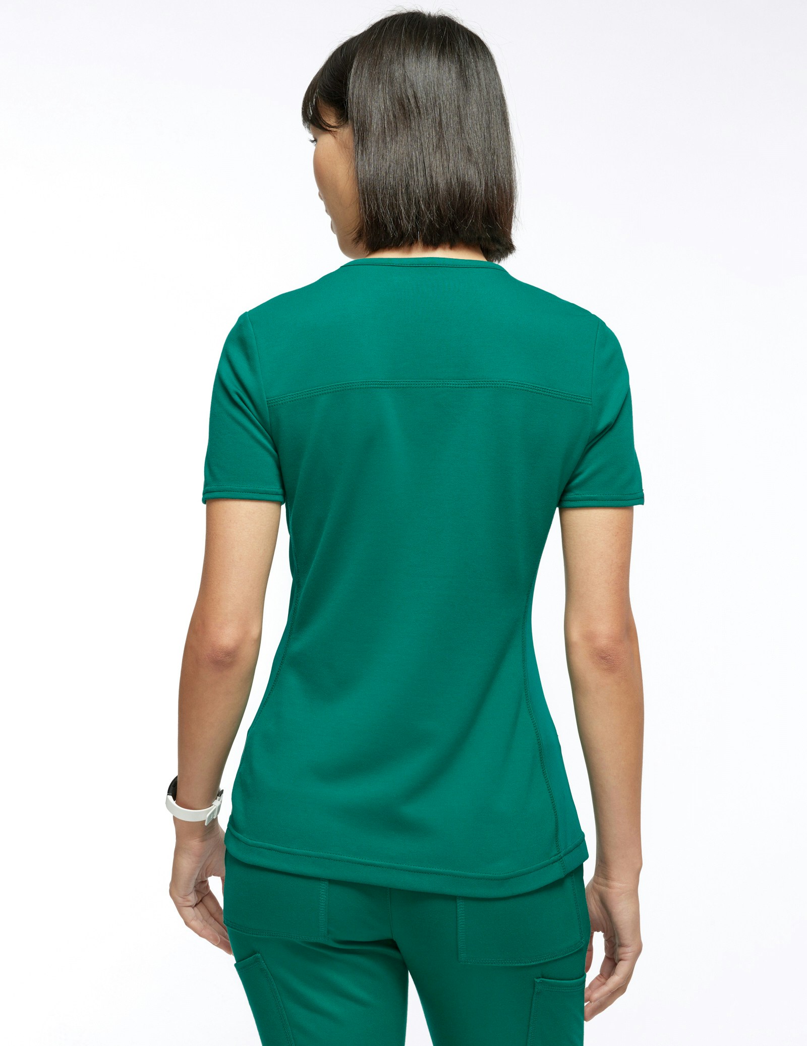 Women's Hunter Green 2Pocket SideRib Scrub Top Jaanuu