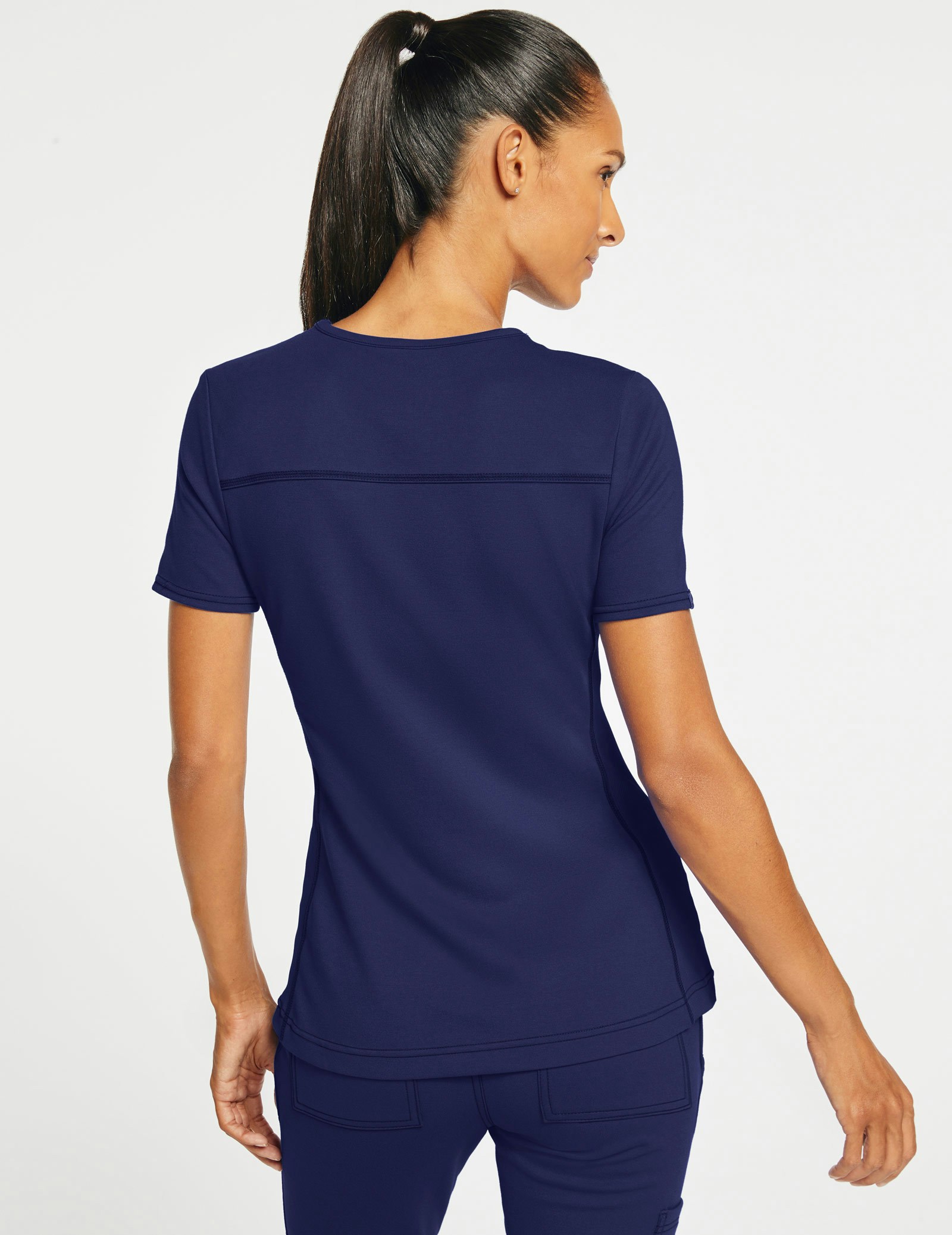 Women's 2-Pocket Side-Rib Top in Navy - Medical Scrubs by Jaanuu