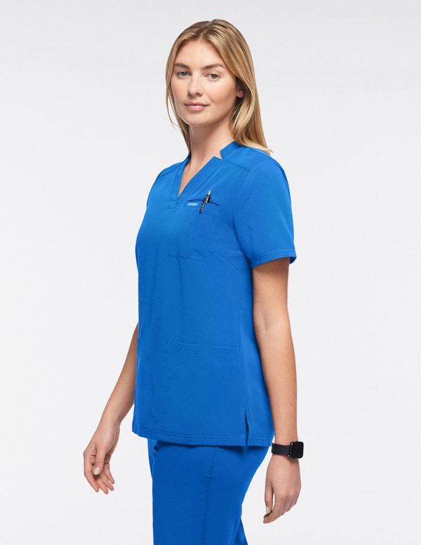 Women's Royal Blue Relaxed 3-Pocket Scrub Top | Jaanuu