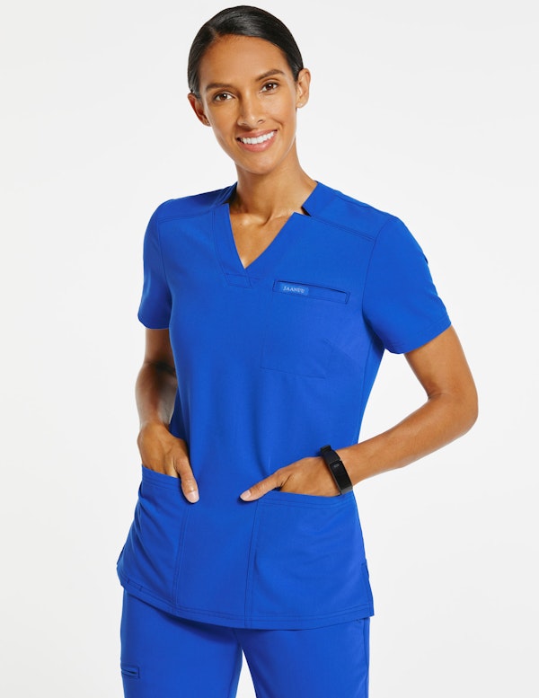 Women's Relaxed 3Pocket Top in Royal Blue Medical Scrubs by Jaanuu