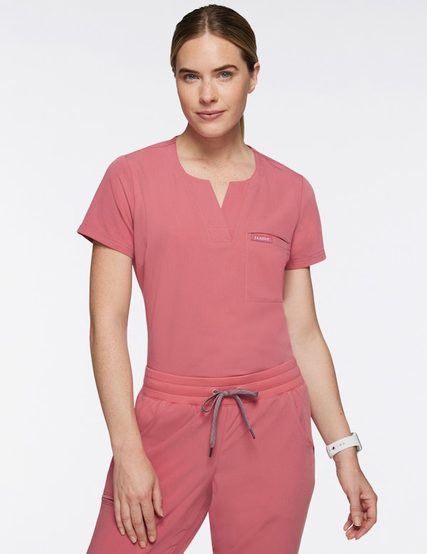 Womens 1 Pocket Tuck In Scrub Top In Dusty Rose Medical Scrubs By Jaanuu